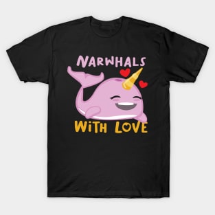 Narwhals with love smiling design for narwhale lover T-Shirt